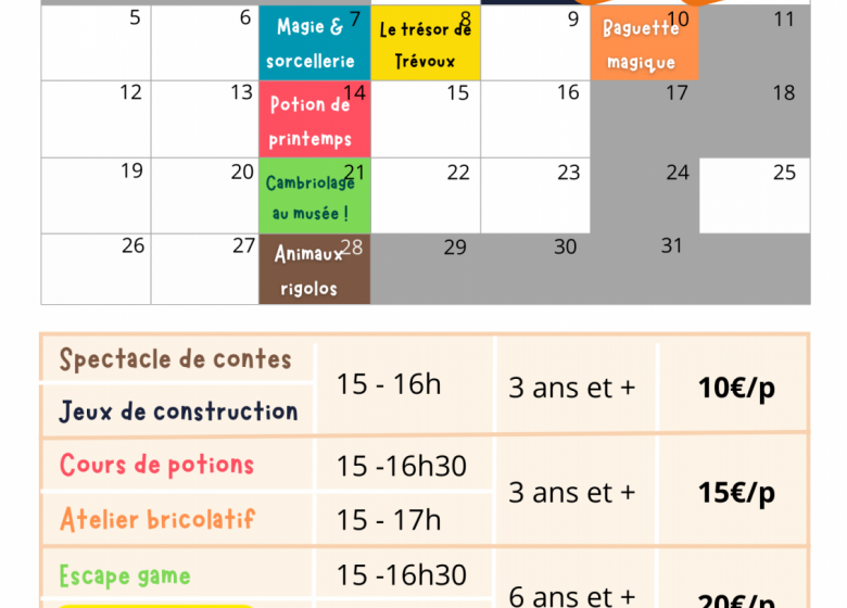 Animations l’Imaginarium en avril