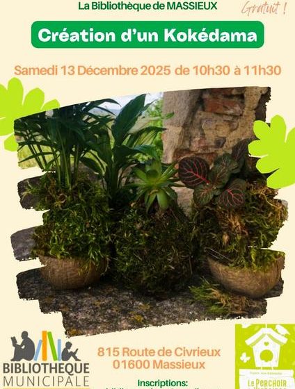 Atelier Kokédama à la Bibliothèque de Massieux