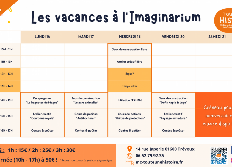 Les vacances à l&rsquo;Imaginarium