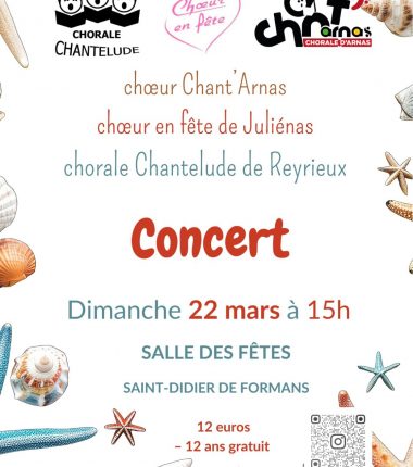Concert annuel de la chorale Chantelude de Reyrieux avec ses invités