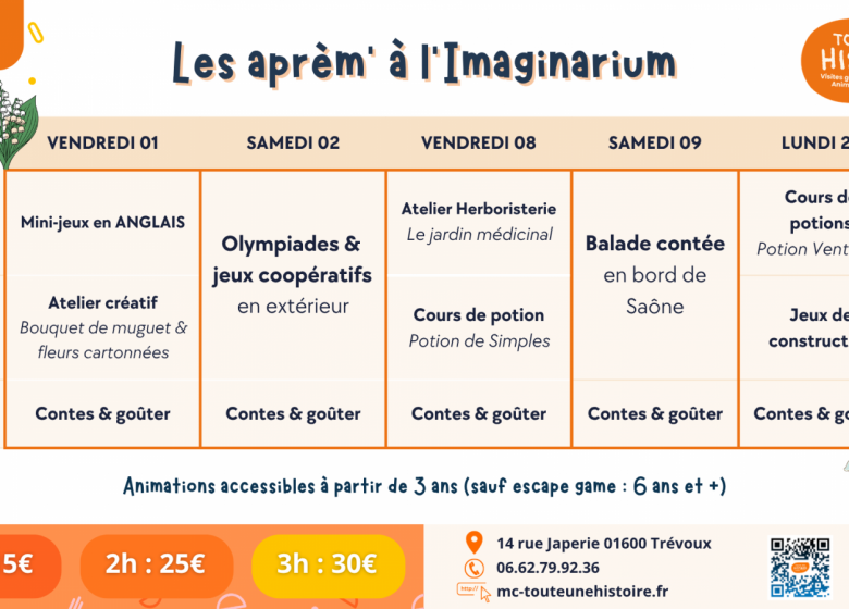 Animations à l&rsquo;imaginarium au mois de mai