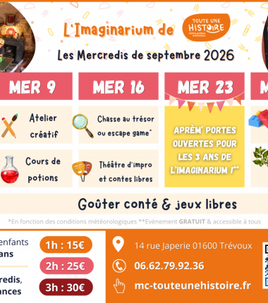 Animations à l&rsquo;imaginarium au mois de septembre