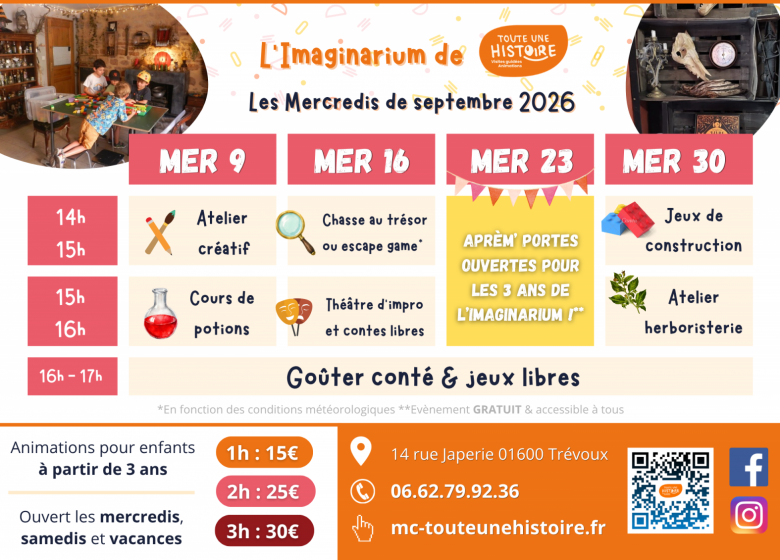 Animations à l&rsquo;imaginarium au mois de septembre